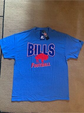 STARTER Royal Blue Buffalo Bills Football Tee with Red Logo
